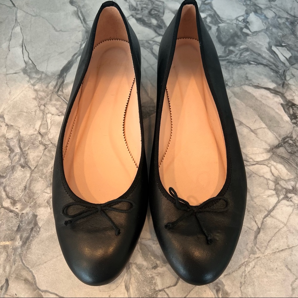 J.Crew Black Leather Ballet Flats size 9.5